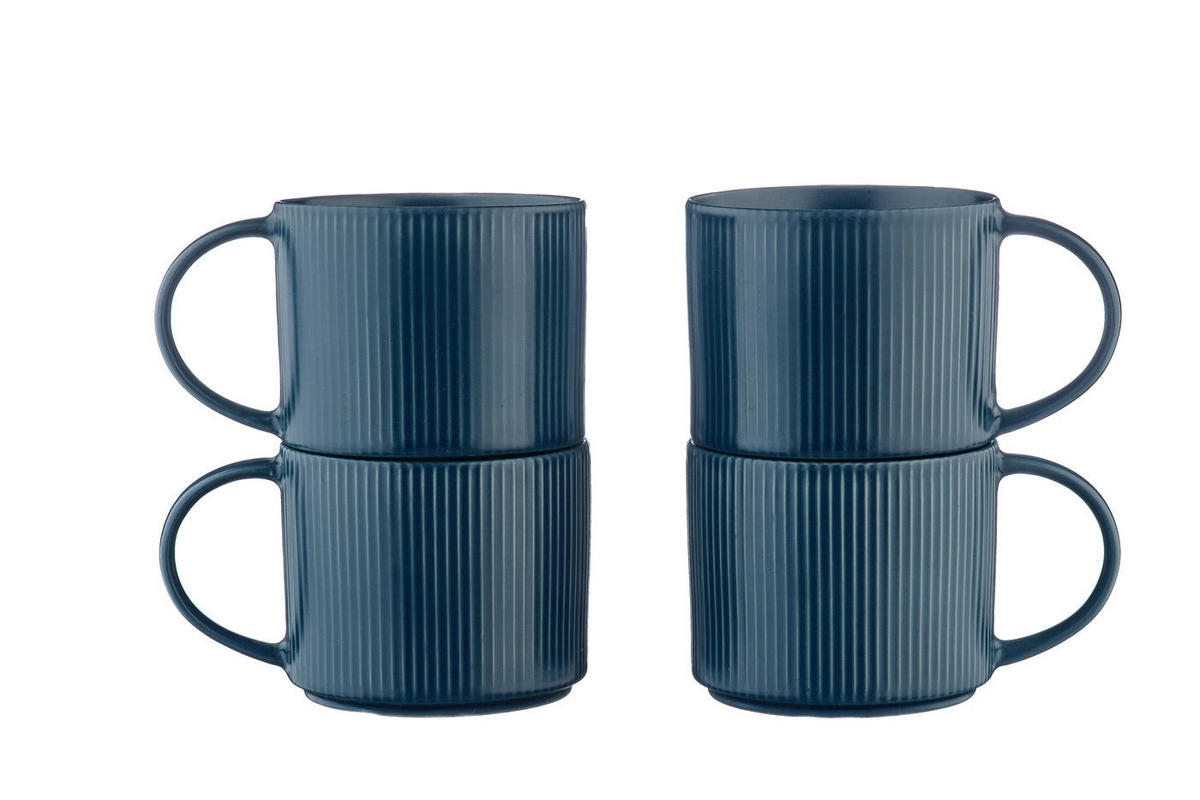 BECHER Scandi 500ml - 4er-Set - Marineblau - Blau, Keramik (0.5L) - Björn
