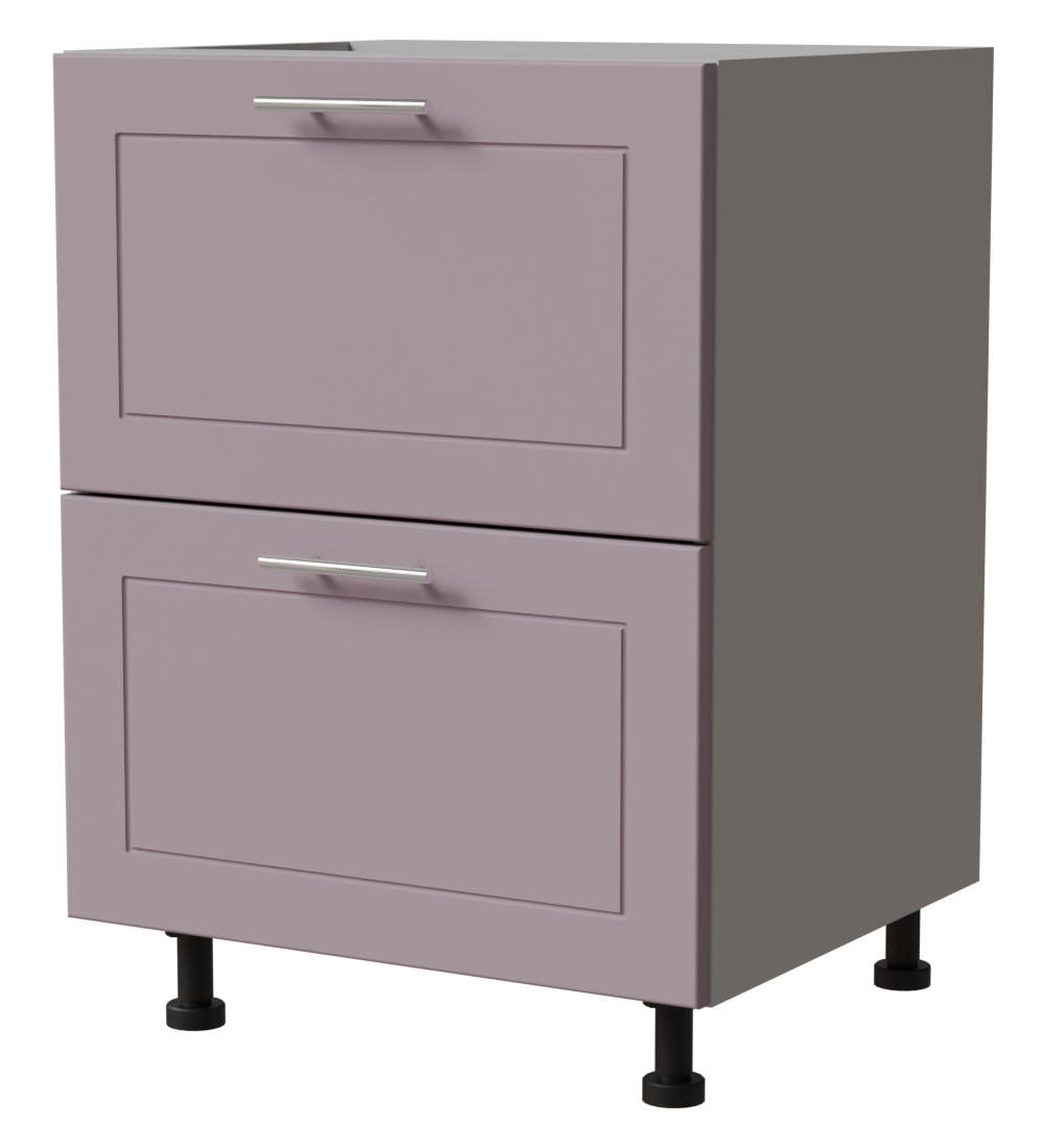 SCHUBLADENUNTERSCHRANK Bari D2/60 Grau / RAL 4009 pastellviolett 60 / 50 / 82cm Blum Teilauszug - Violett/Grau, Holz/Holzwerkstoff (60/82/50cm) - Feldmann-Wohnen