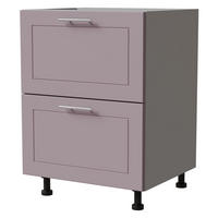 SCHUBLADENUNTERSCHRANK Bari D2/60 Grau / RAL 4009 pastellviolett 60 / 50 / 82cm Blum Teilauszug - Violett/Grau, Holz/Holzwerkstoff (60/82/50cm) - Feldmann-Wohnen