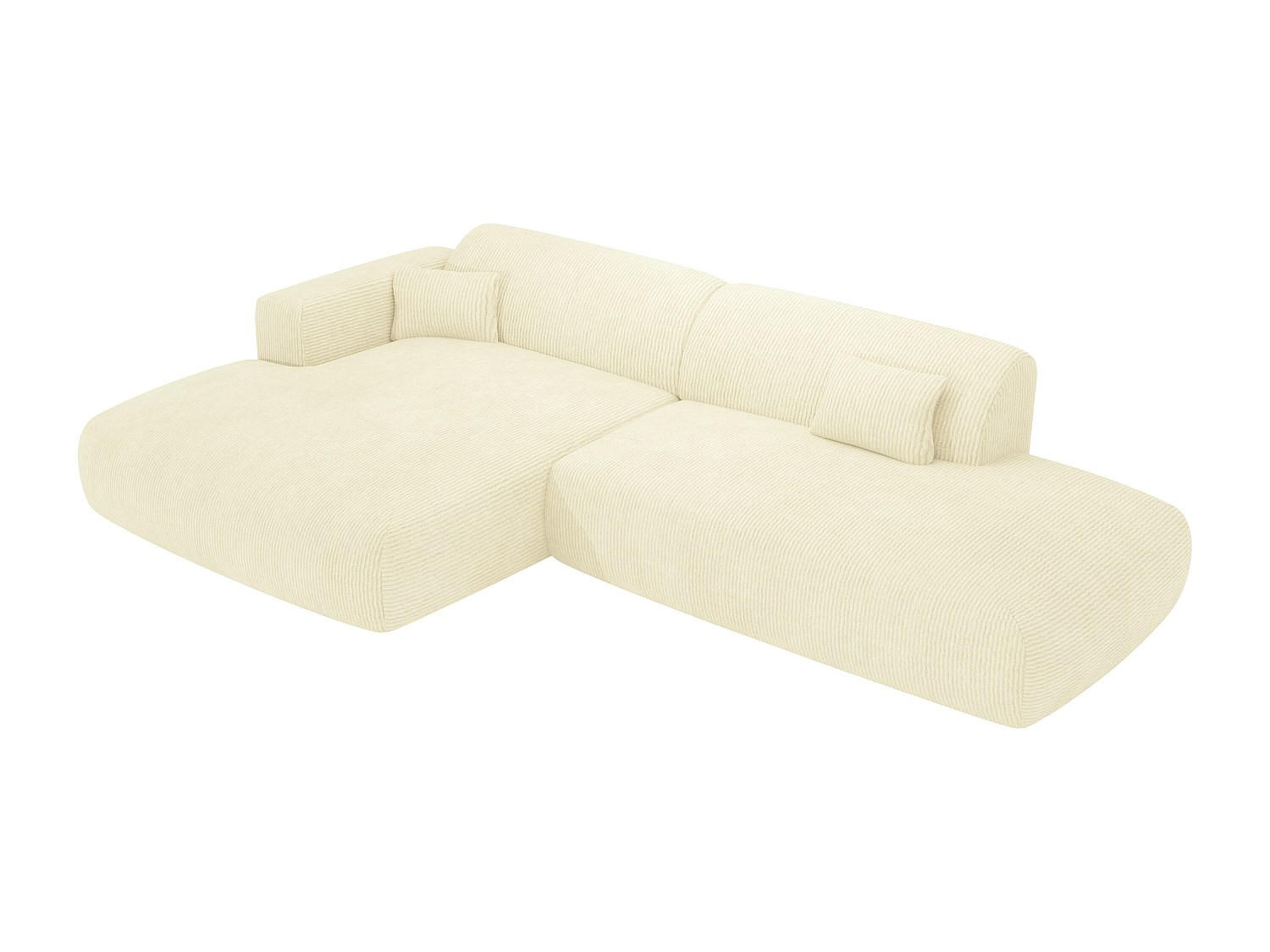 ECKSOFA - Ecke links - offenes Ende - Samt-Stoff - Off-White - POGNI - Weiß, Textil (300/160cm) - Vente-Unique