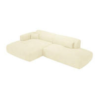 ECKSOFA - Ecke links - offenes Ende - Samt-Stoff - Off-White - POGNI - Weiß, Textil (300/160cm) - Vente-Unique