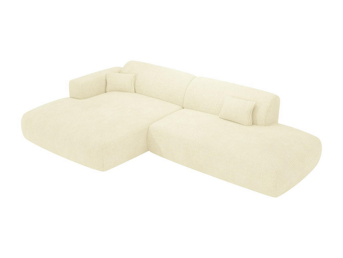 ECKSOFA - Ecke links - offenes Ende - Samt-Stoff - Off-White - POGNI - Weiß, Textil (300/160cm) - Vente-Unique