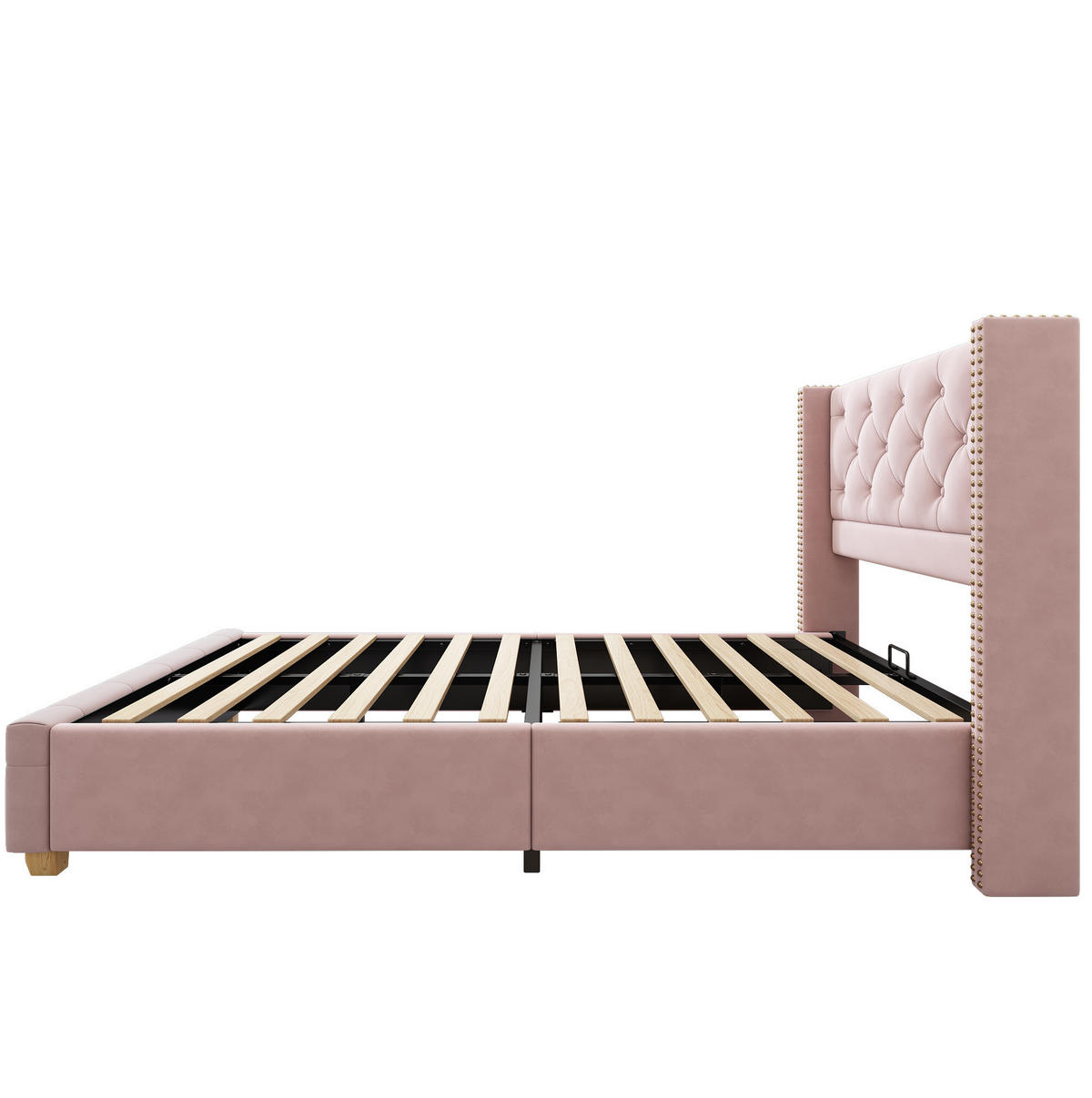 SAMT-POLSTERBETT 90/200 cm in Rosa mit Lattenrost und gepolstertem Kopfteil - Rosa, Textil (90/200cm) - BEAOK