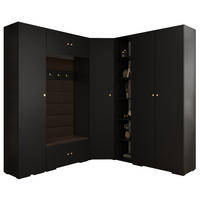 GARDEROBEN-SET 236,7/231,7/47 - Dunkelbraun/Goldfarben, Holz/Kunststoff (181.7/236.7/47cm) - Abiks Möbel