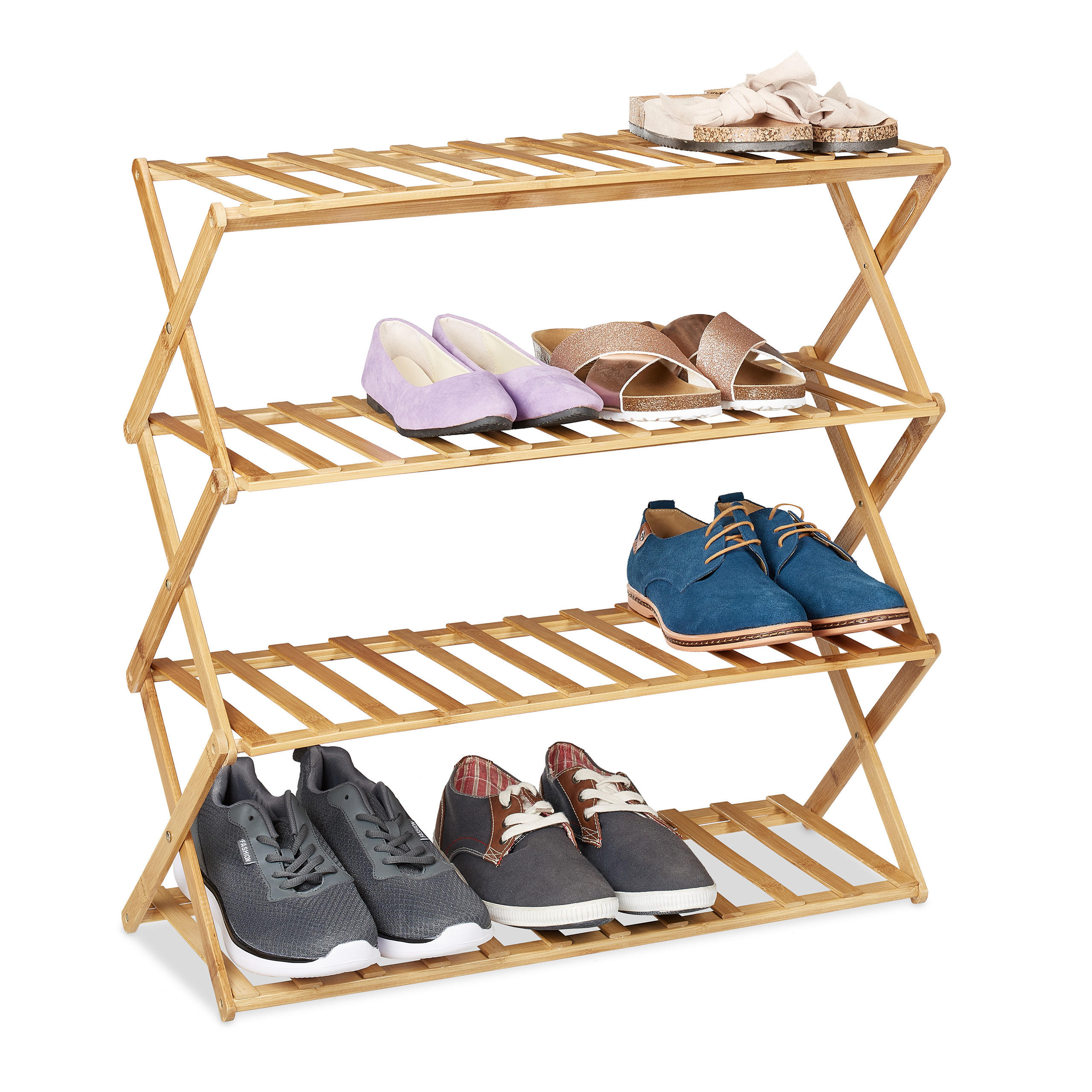 SCHUHREGAL - Hellbraun, Holz (67/68/26cm) - Relaxdays