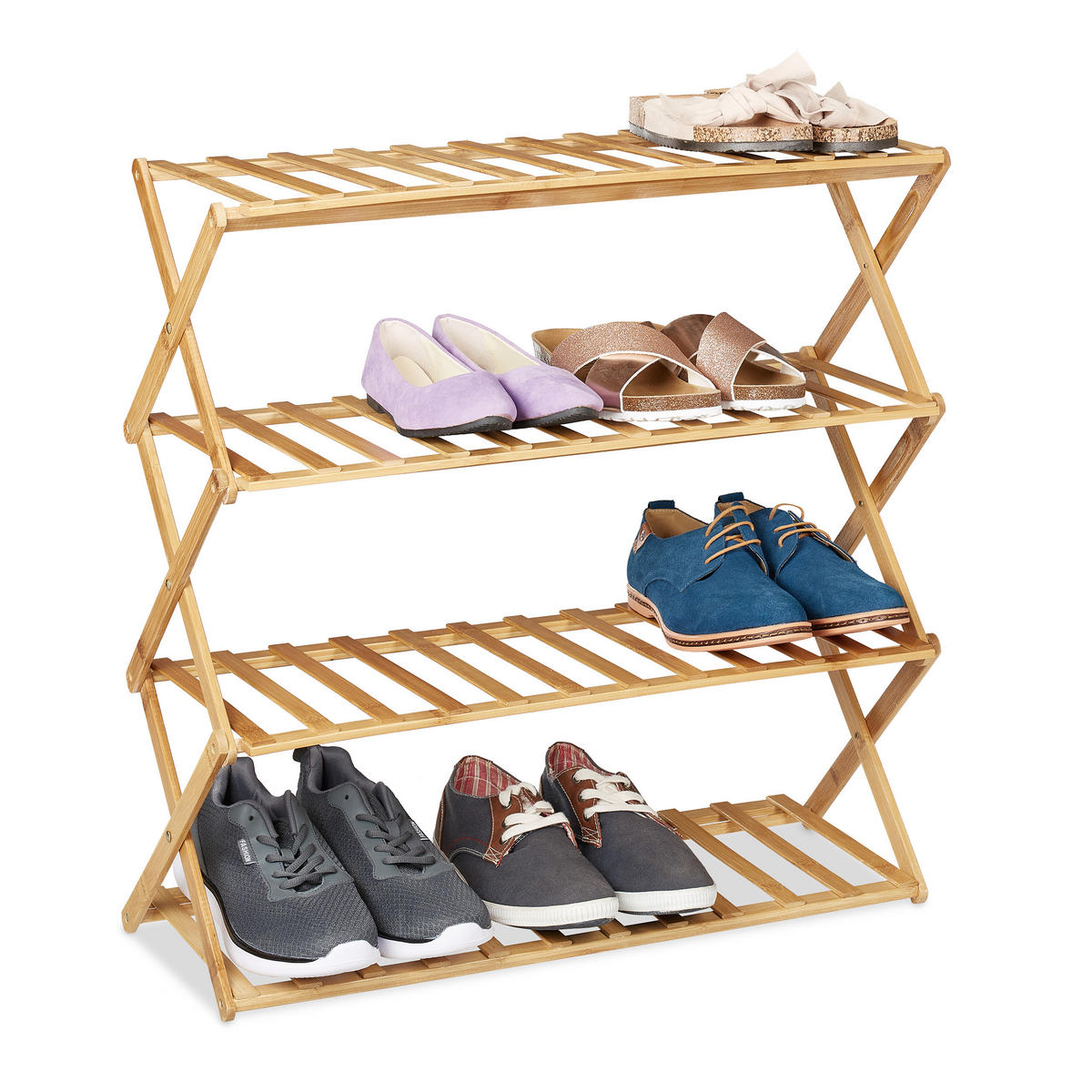 SCHUHREGAL - Hellbraun, Holz (67/68/26cm) - Relaxdays