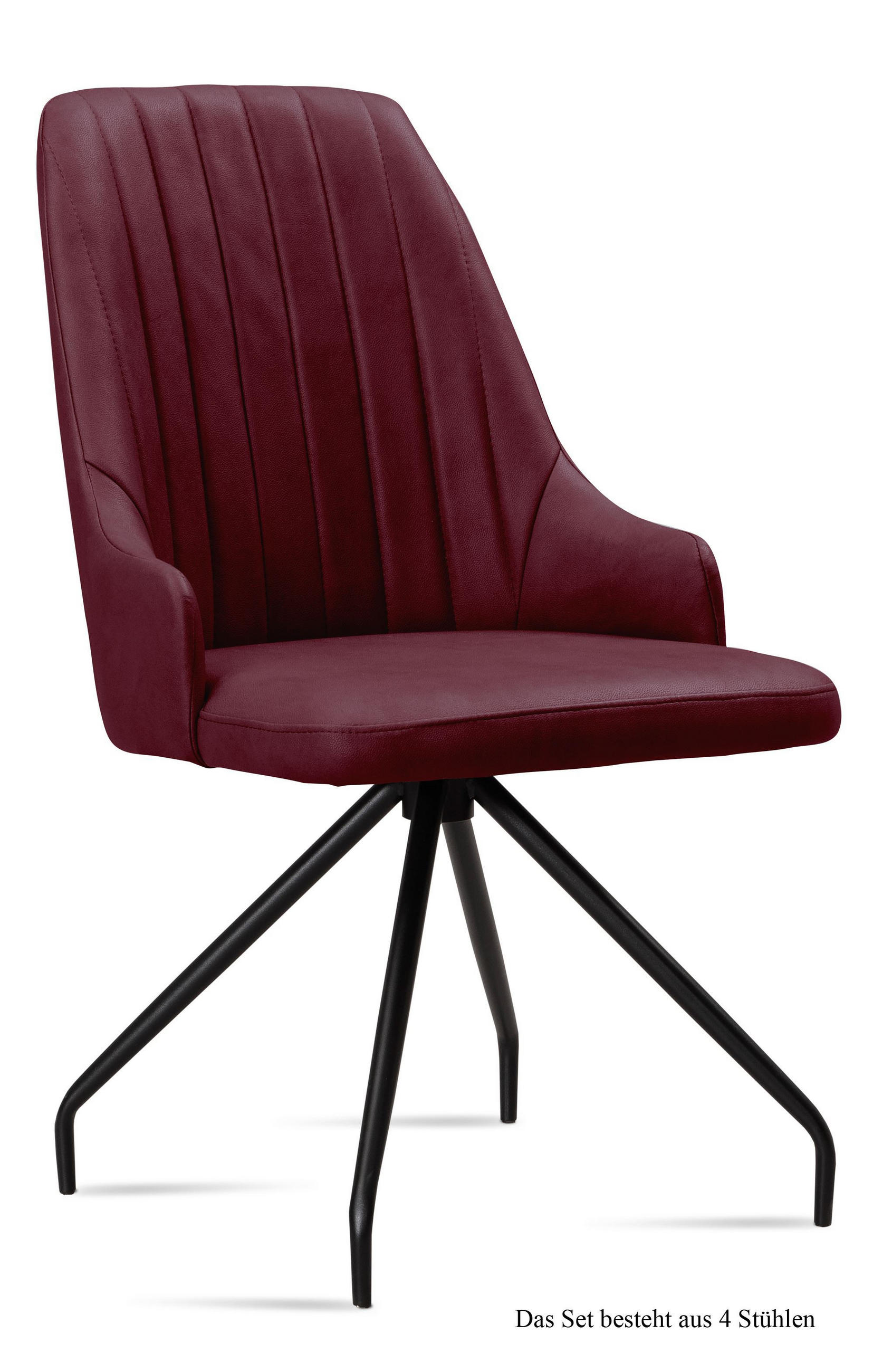 ESSZIMMERSTUHL (4er-Set) Dilara 52x91x60 Schwarz/Marsala - Brombeere/Schwarz, Kunststoff (60/91/52cm) - 58aufmkessel