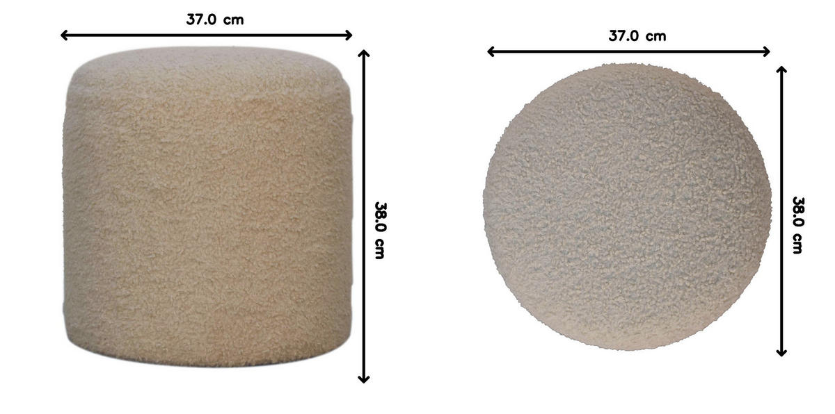 HOCKER aus Bouclé-Stoff - Messingfarben/Braun, Holz/Metall (37/38/37cm) - Artisan Furniture