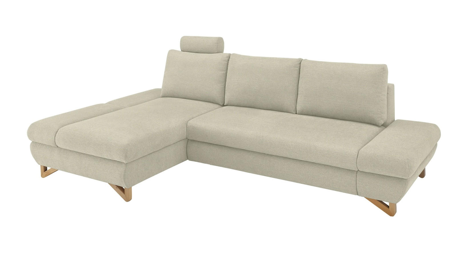 ECKSOFA beige Struktur-Stoff, Wohnzimmer Sofa - Beige, Holz/Textil (166/284cm) - Furn.Design