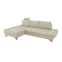 ECKSOFA beige Struktur-Stoff, Wohnzimmer Sofa - Beige, Holz/Textil (166/284cm) - Furn.Design