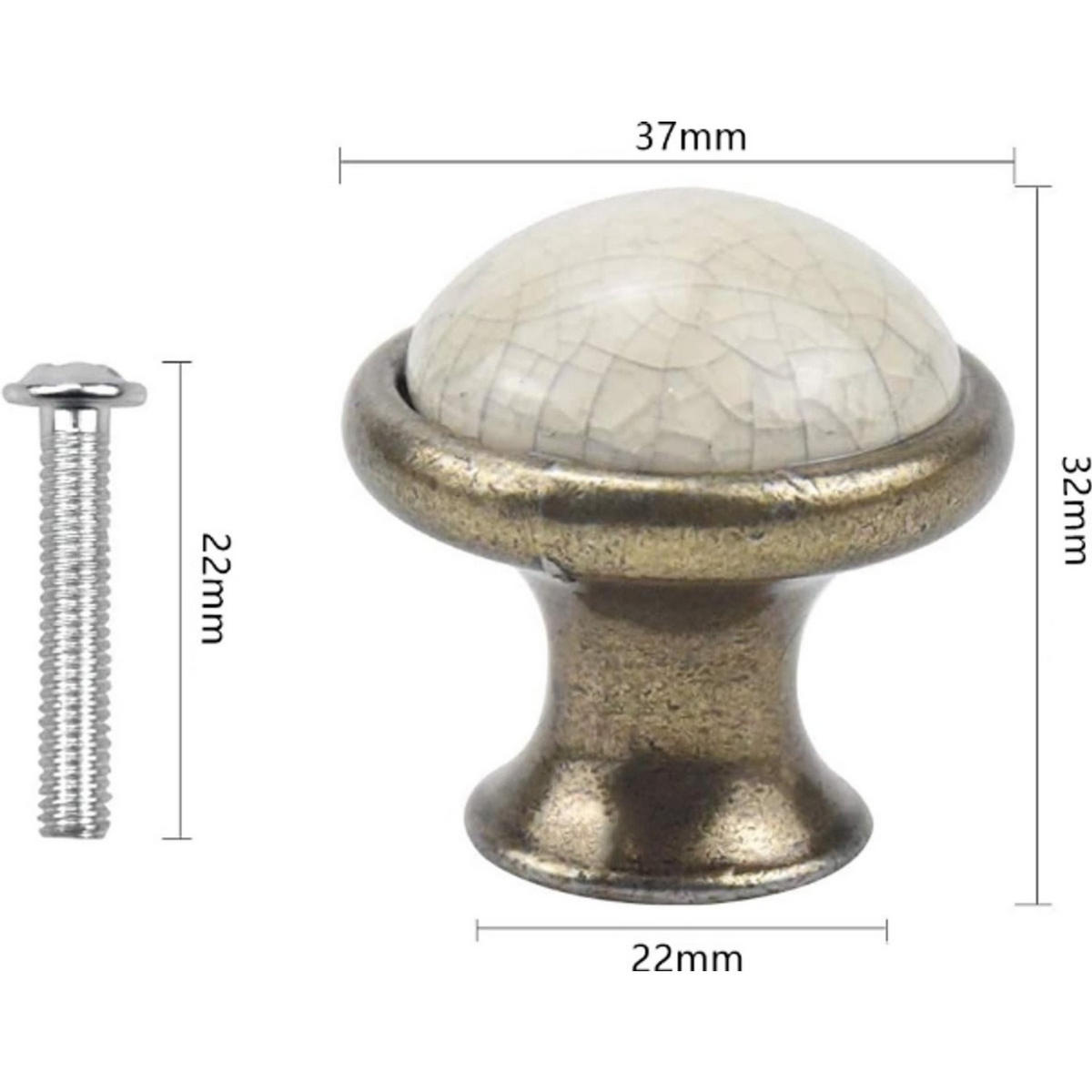 KERAMIKKNAUF 8er-Set Weiß/Gelb rund 37 mm Sockel Zinklegierung Schublade - Weiß, Keramik (3.7/3.2/3.7cm) - MCBOSON