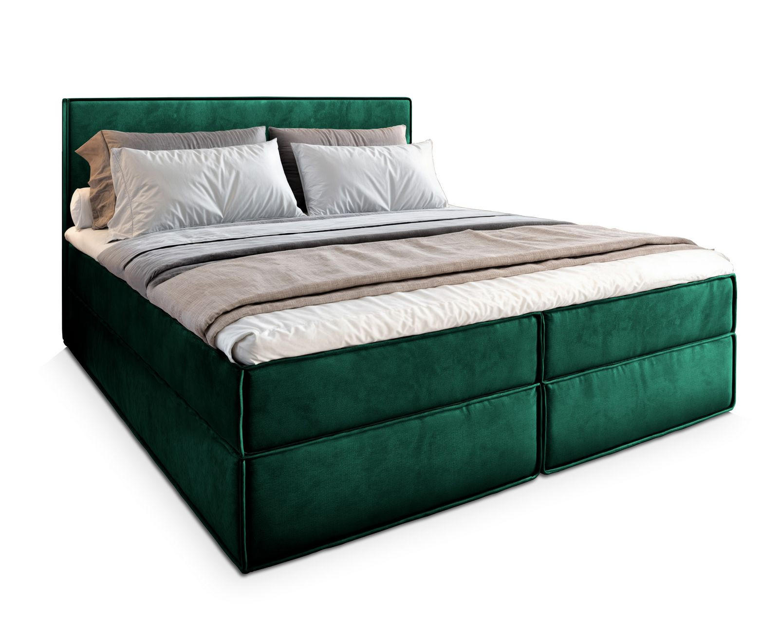 BOXBETT PELLIO 180x200 cm mit Matratze und Topper - Grün - Grün, Holz (180/200cm) - MASSENO