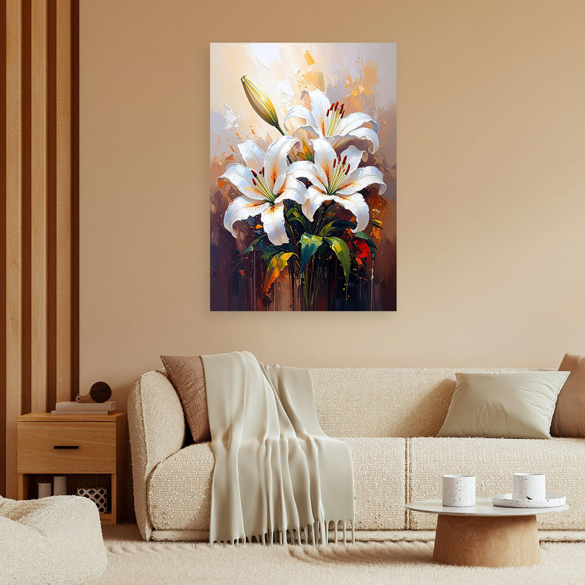 LEINWANDBILD Blumen 80x120cm - Beige, Textil (80/120cm) - Feeby