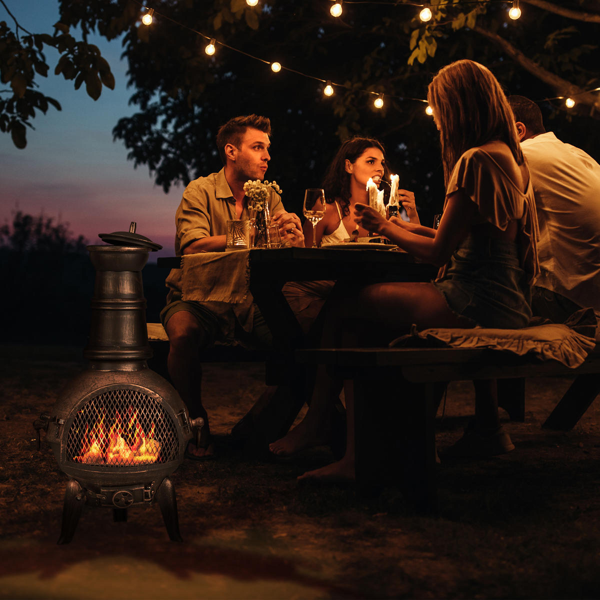 TERRASSENOFEN - Multicolor, Metall (46/86/38cm) - Relaxdays