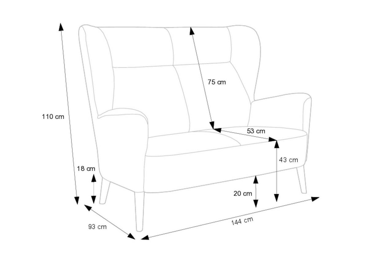 SOFA NEXT Rosa 144x93x110 cm - Pink, Textil (144/110/93cm) - FURNLUX