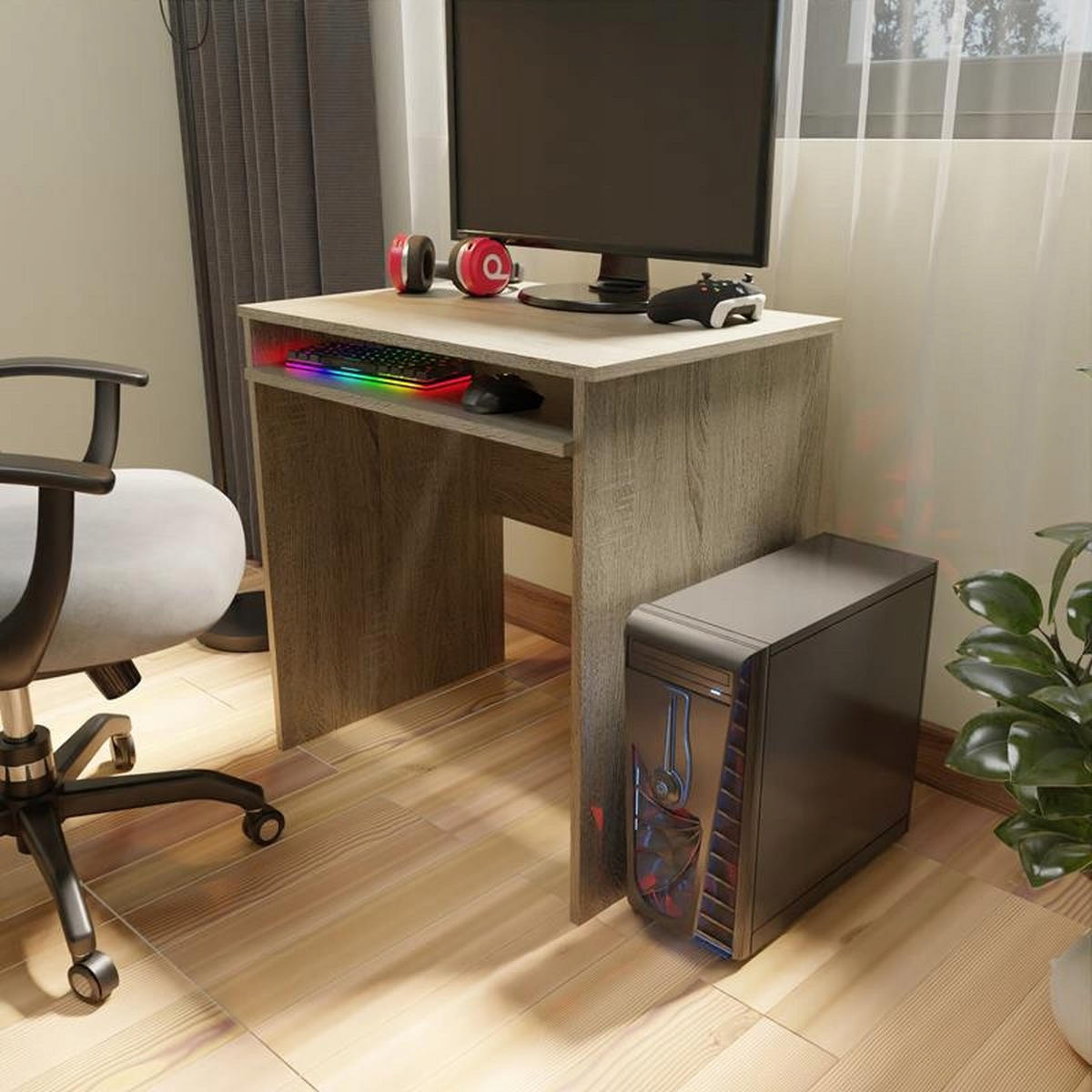 SCHREIBTISCH EX3 ausziehbar Sonoma Eiche 70/51/76 cm - Sonoma Eiche, Holzwerkstoff (51/70/76cm) - Matkam Möbel