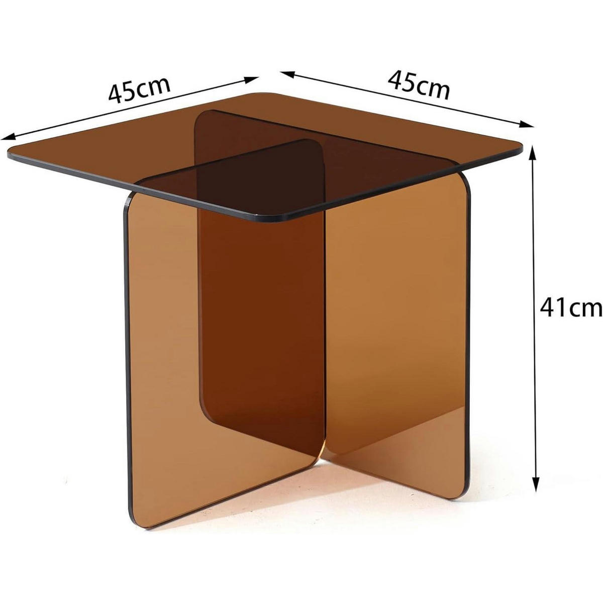 BEISTELLTISCH Glas Braun Getönt 45x45x41cm - Braun, Glas (45/45/41cm)