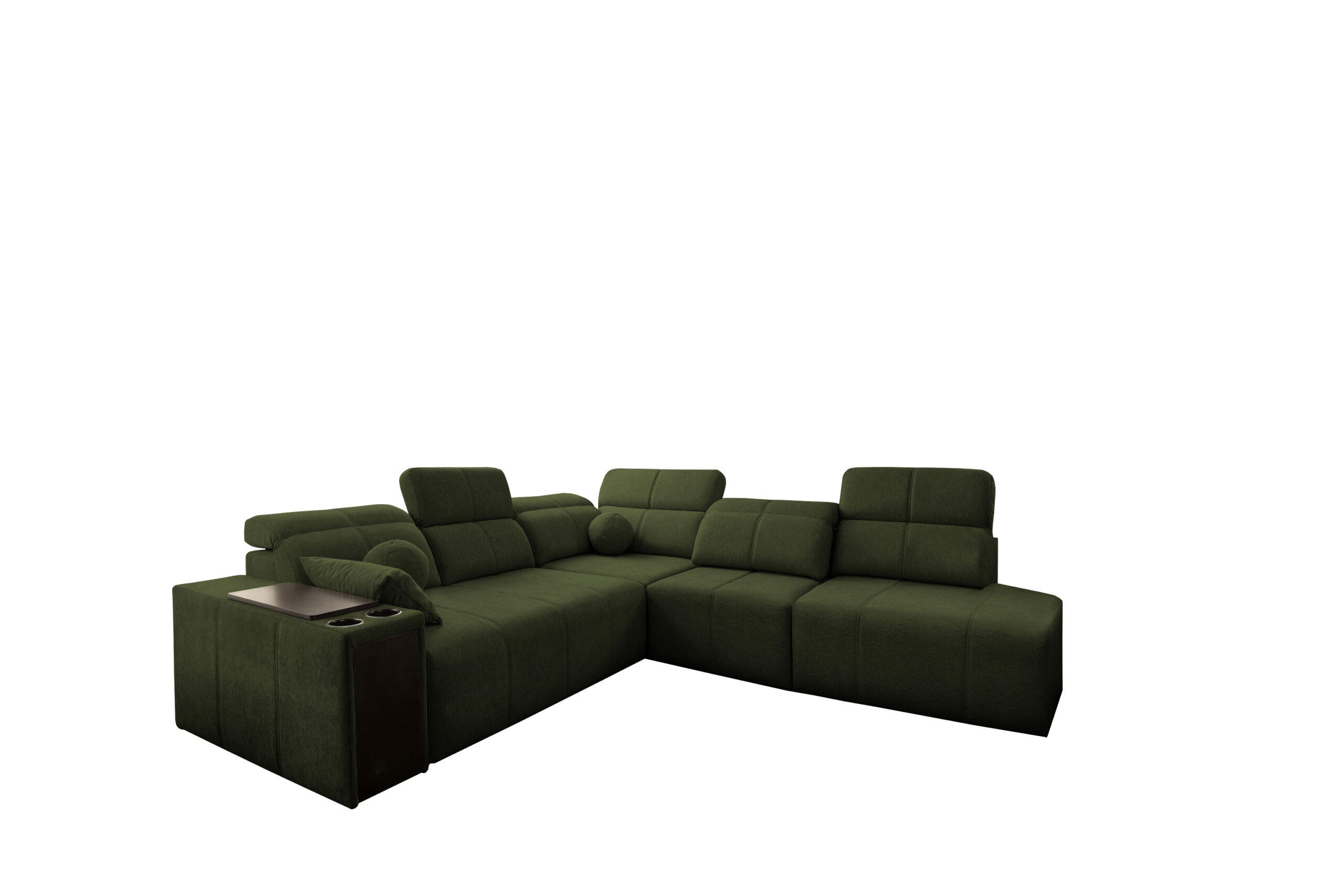 ECKSOFA Mindy IX Mit Schlaffunktion, Verstellbarer Rückenlehne Stoff Verita Dunkelgrün Rechts - Dunkelgrün, Holz (300/288cm) - Kaiser Möbel
