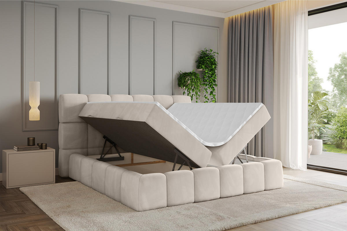 BOXBETT - AURI-H3 - 200x200 Beige Casablanca - Beige, Holzwerkstoff (200/200cm) - ALTDECOR