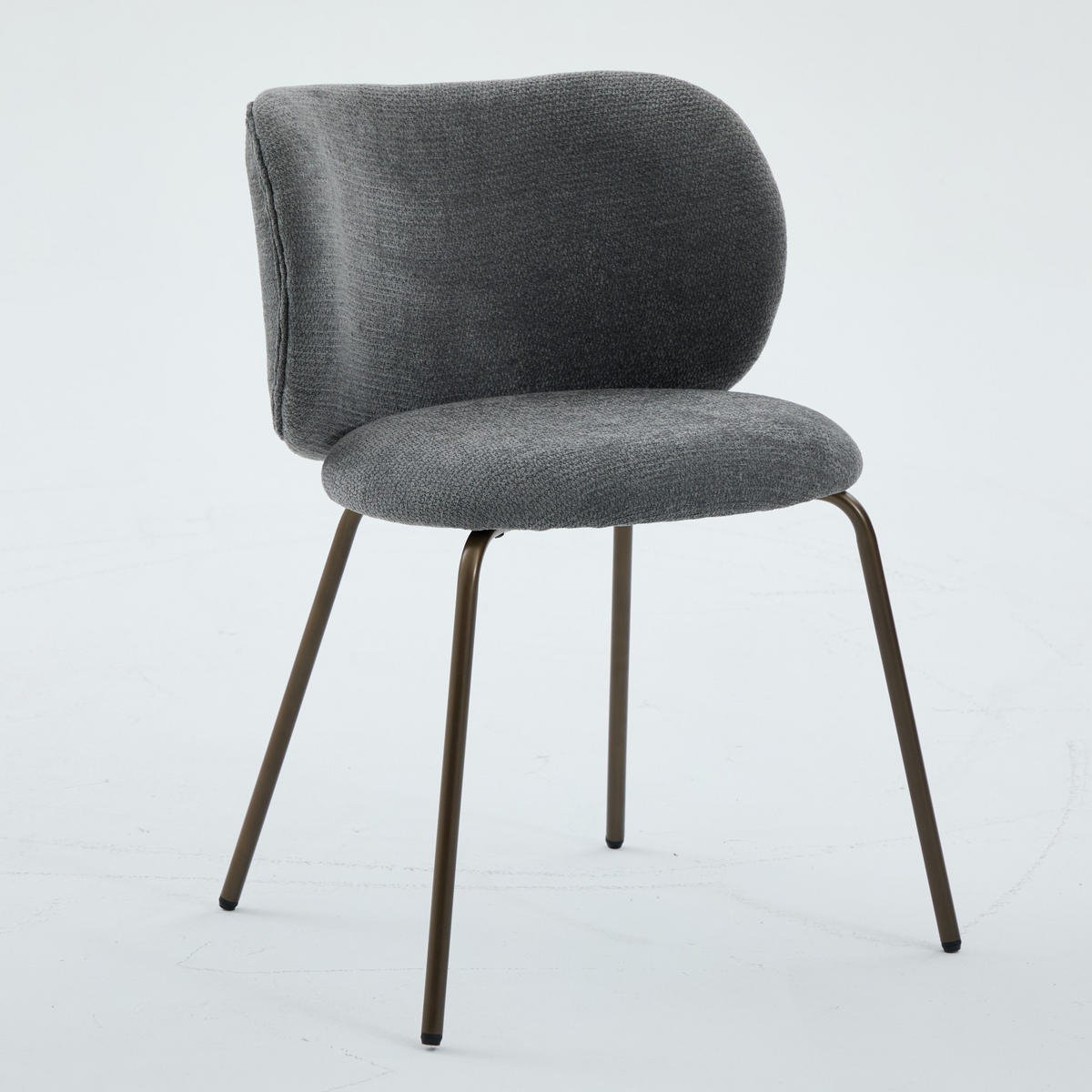 ESSZIMMERSTUHL 2er-Set aus Chenille mit Metallbeinen, Grau - Grau, Textil (52/80/46.5cm)