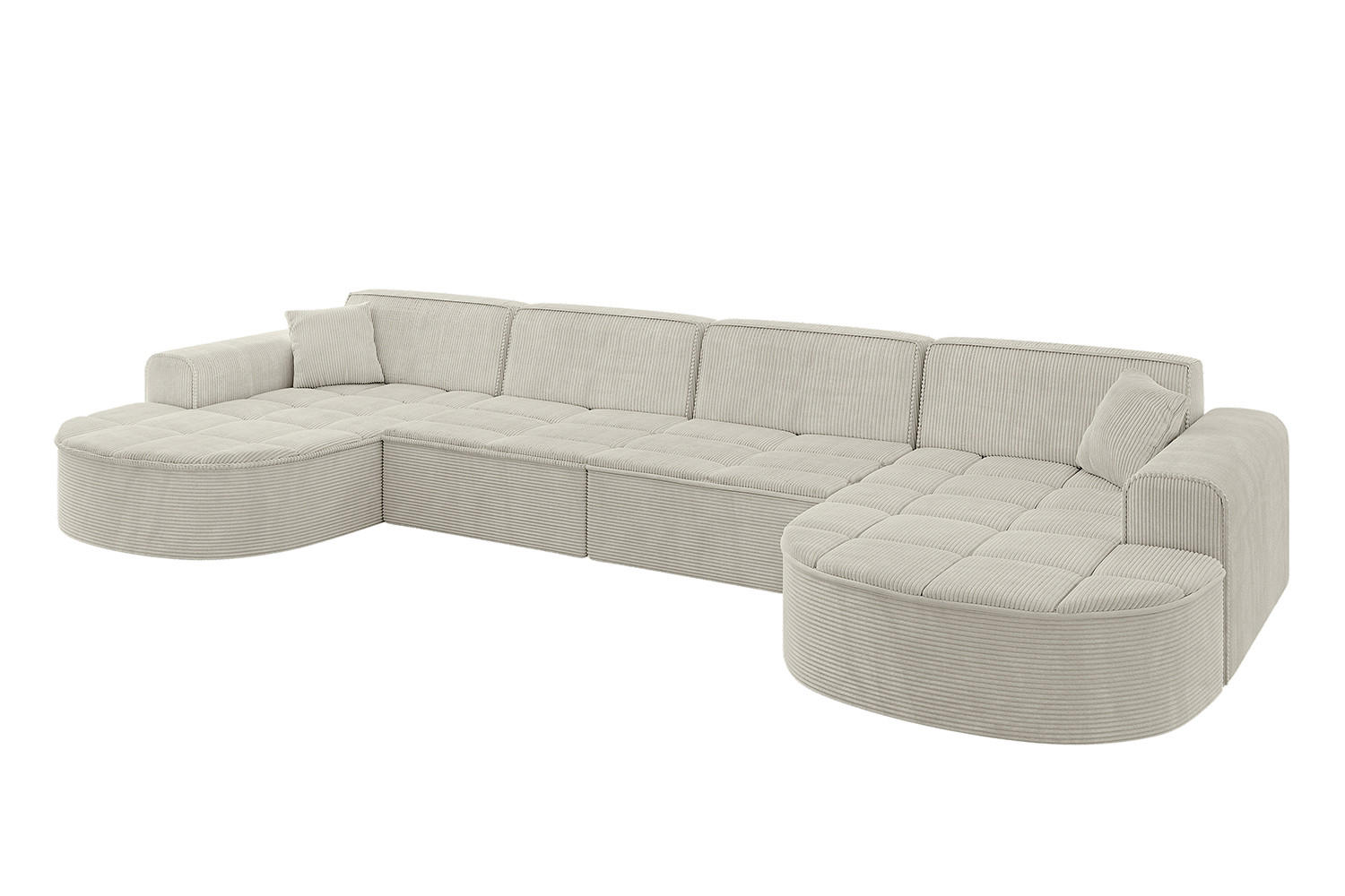 WOHNLANDSCHAFT TARO-U2 - 388x171x79,5 cm Creme - Hellgrau/Creme, Holzwerkstoff/Textil (388/79.5/171cm) - ALTDECOR
