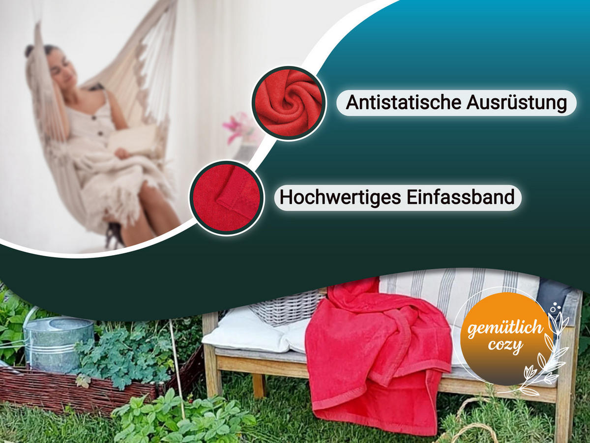 KUSCHELDECKE, 150x200 cm, 60% Baumwolle, 40% Polyacryl, Rot - Rot, Naturmaterialien (150/200cm) - Zollner