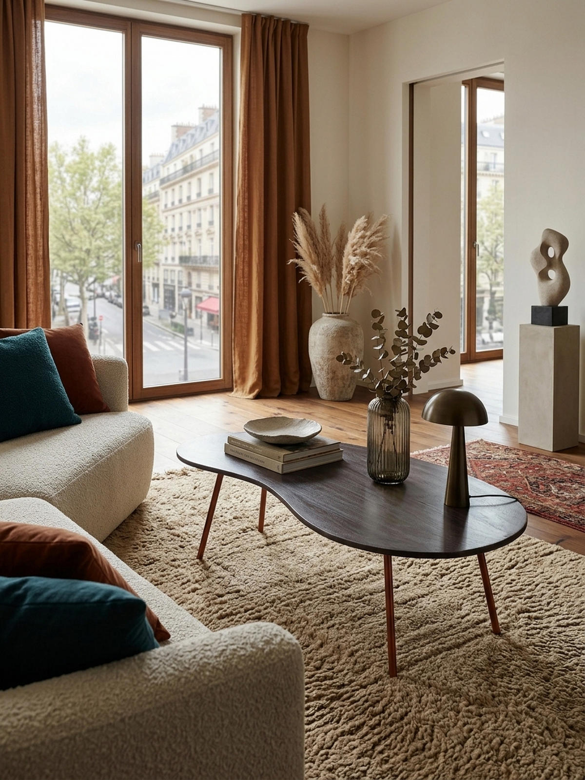 COUCHTISCH Retro-Stil mit Nierenform, Massivholz, Metallbeine, pflegeleichte Tischplatte, Beige 122x63x36 cm - Beige/Braun, Holz/Metall (63/122/36cm) - KADIMA DESIGN