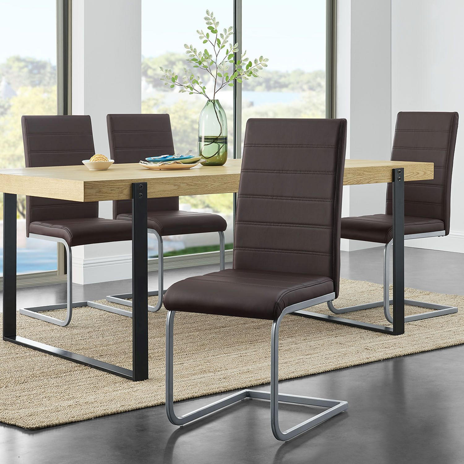 SCHWINGSTUHL Vegas braun Kunstleder (2er Set) - Braun, Textil (41/101/52cm) - Juskys