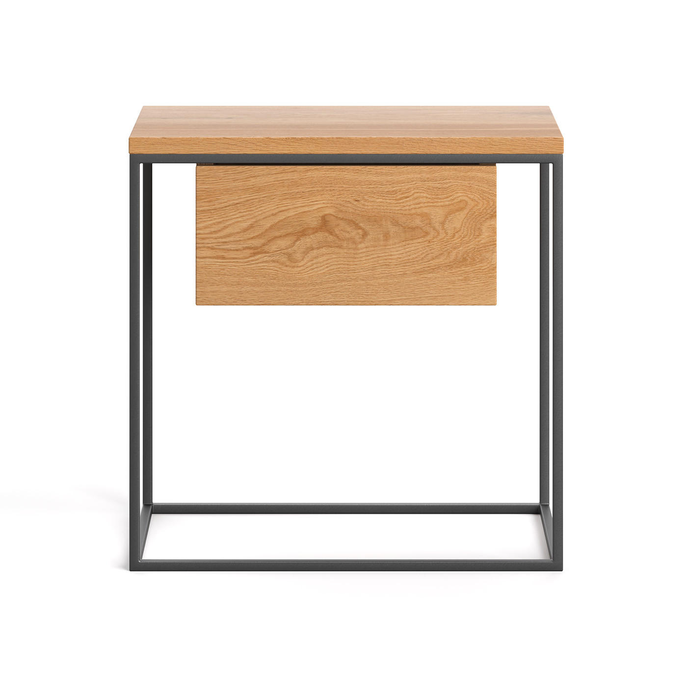 NACHTTISCH Hover aus massivem Eichenholz - Eichefarben/Schwarz, Holz/Metall (55/55/35cm) - Danzz