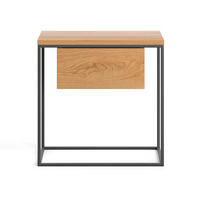 NACHTTISCH Hover aus massivem Eichenholz - Eichefarben/Schwarz, Holz/Metall (55/55/35cm) - Danzz