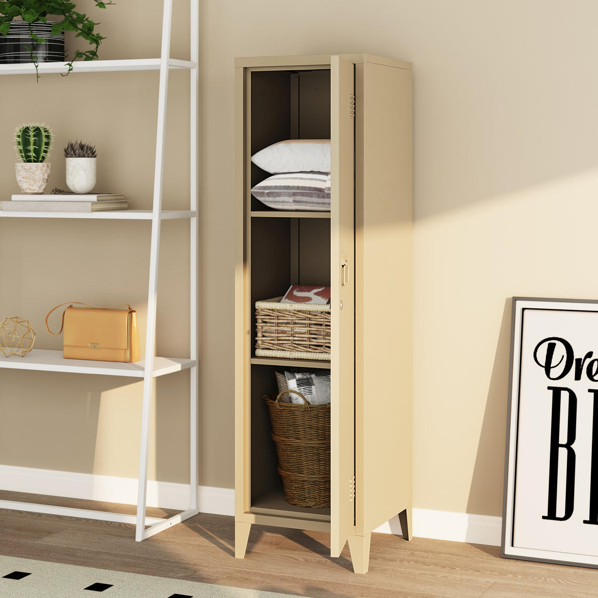 EINZELSPIND Kurikka - Braun, Metall (38/137/38cm) - [en.casa]