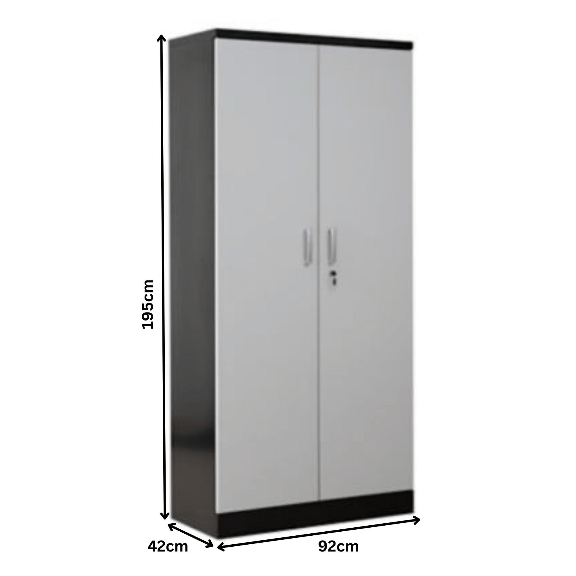 AKTENSCHRANK Beetle 4 Fachböden 195x92x42 cm Schwarz & Grau - Grau, Metall (92/195/42cm)