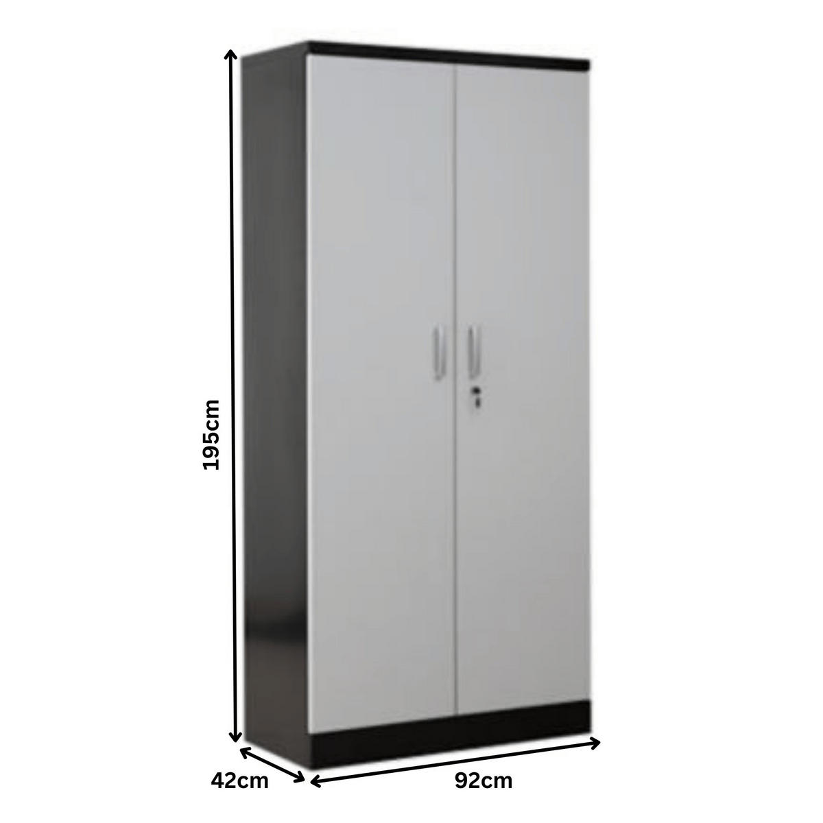 AKTENSCHRANK Beetle 4 Fachböden 195x92x42 cm Schwarz & Grau - Grau, Metall (92/195/42cm)