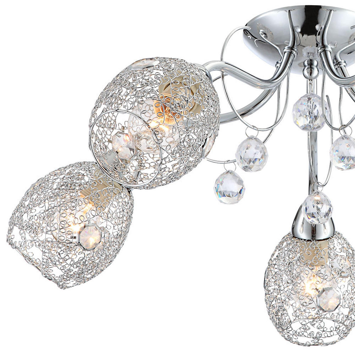 LED DECKENLEUCHTE Metall Kristalloptik Silber - Silberfarben, Metall (54/54/22cm) - Globo Lighting