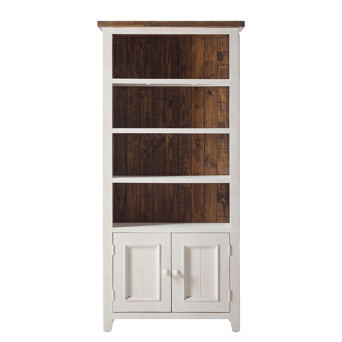 BÜCHERREGAL - Kiefer massiv - Weiß/Kieferfarben, Holz (90/190/35cm) - home24