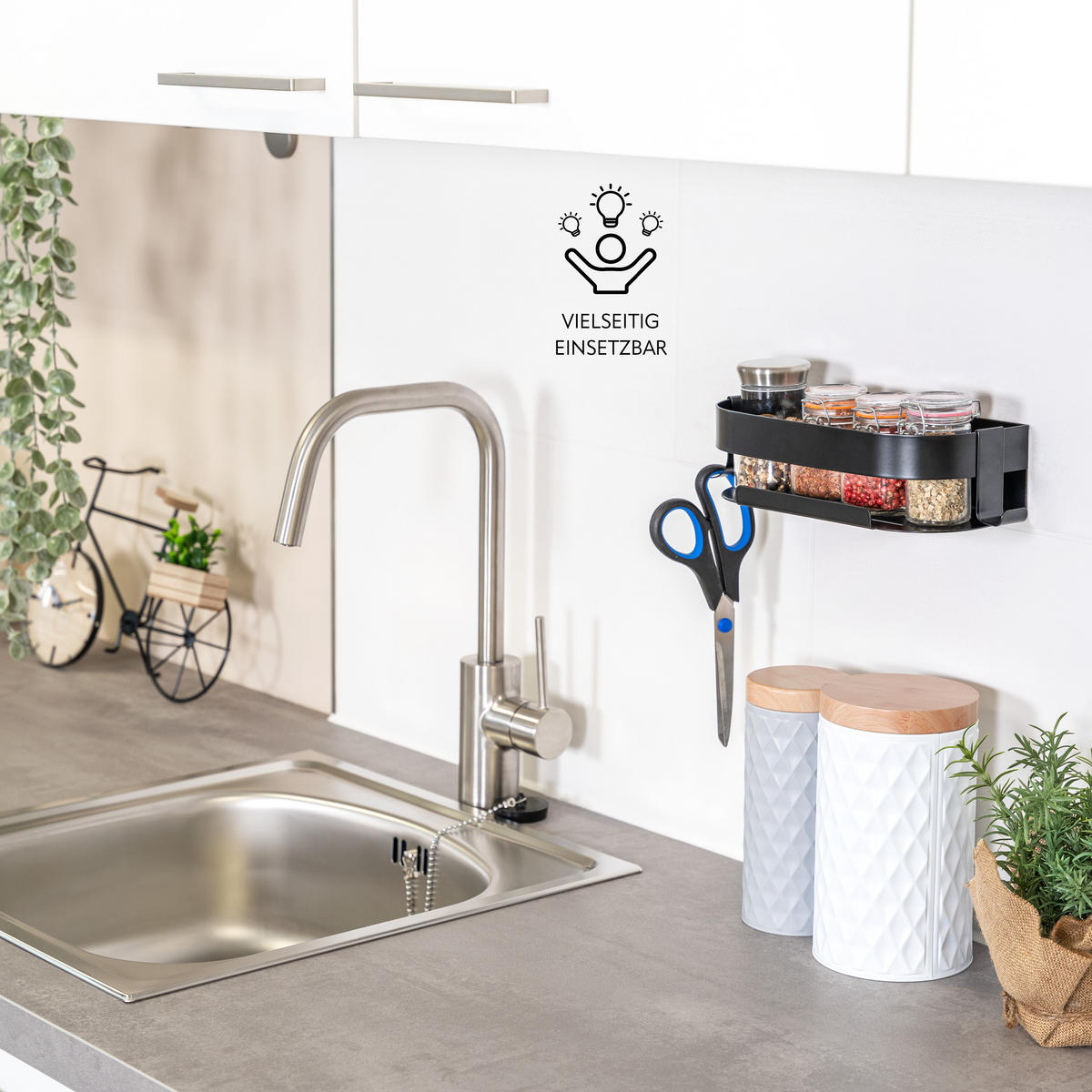 DUSCHABLAGE, mit 2-Wege-Montage, Edelstahl schwarz - Schwarz, Metall (23/6.5/10.5cm) - eluno