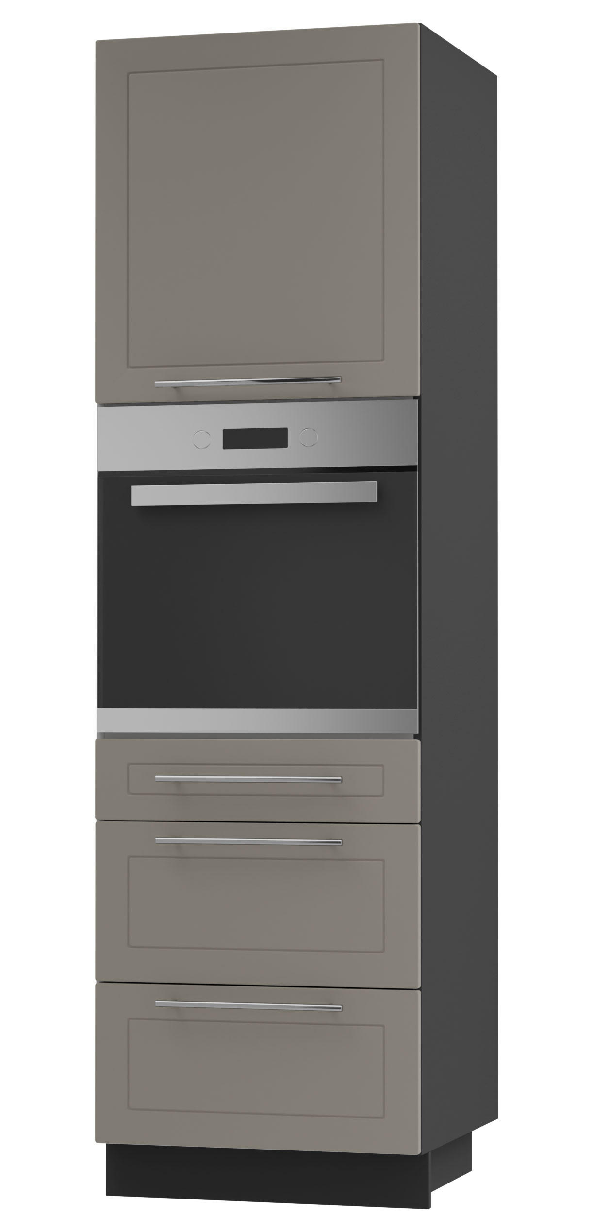 BACKOFEN-HOCHSCHRANK Kvantum D14/RU/3A Beige Matt / Schwarz Matt 60 / 59 / 207cm - Beige/Schwarz, Holz/Holzwerkstoff (60/207/59cm) - Feldmann-Wohnen