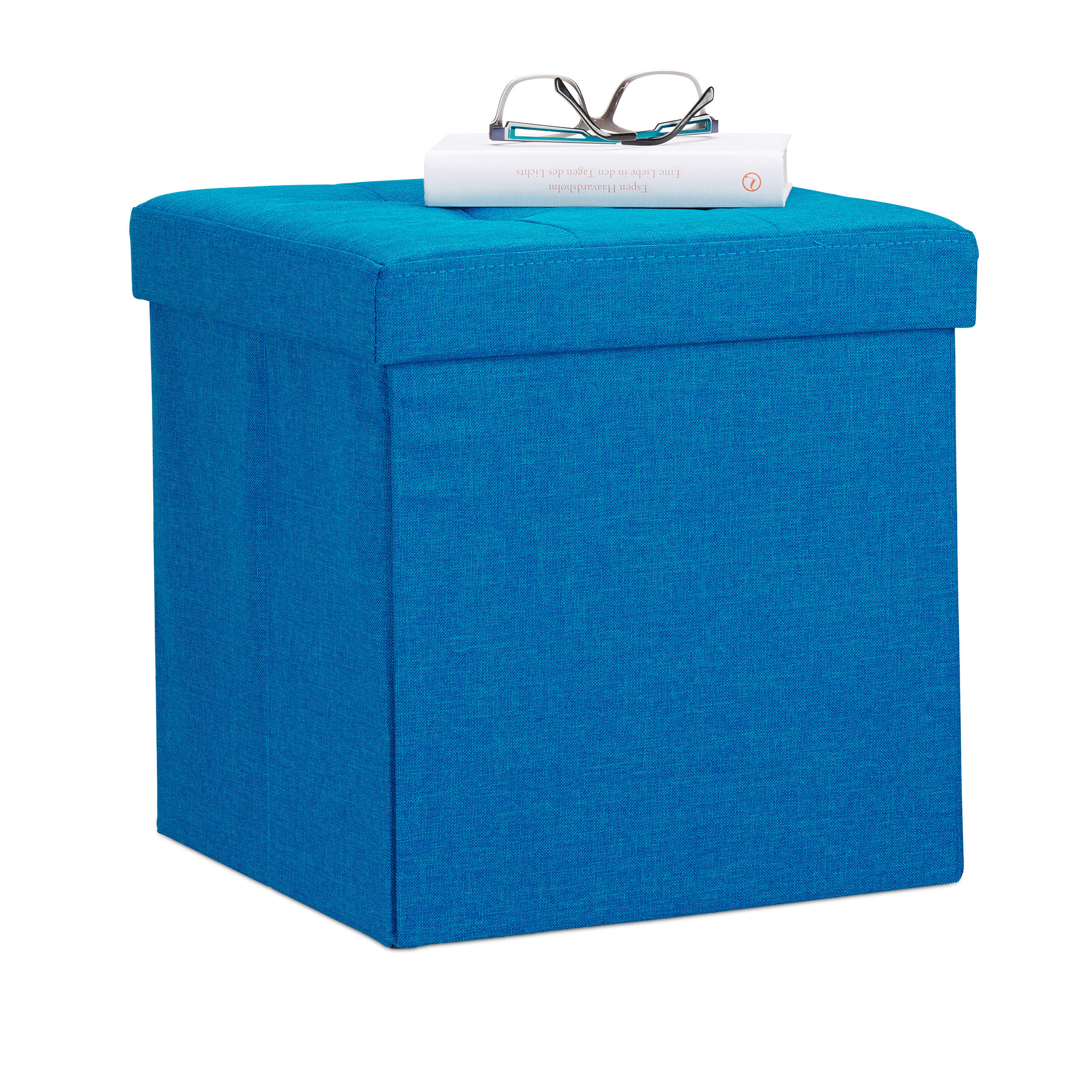 FALTBARER Sitzhocker - Blau, Holzwerkstoff/Textil (38/38/38cm) - Relaxdays