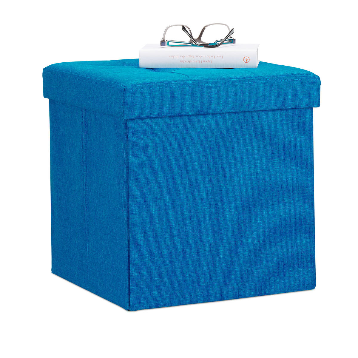 FALTBARER Sitzhocker - Blau, Holzwerkstoff/Textil (38/38/38cm) - Relaxdays
