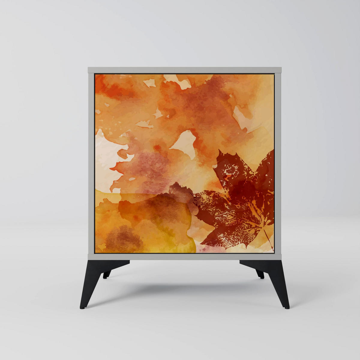 SIDEBOARD TRACES OF AUTUMN, Grau, 57,5x42x75,5 cm, Goldfarbene Metallfüße - Goldfarben/Multicolor, Holzwerkstoff/Metall (57.5/75.5/42cm) - SpaceRebels