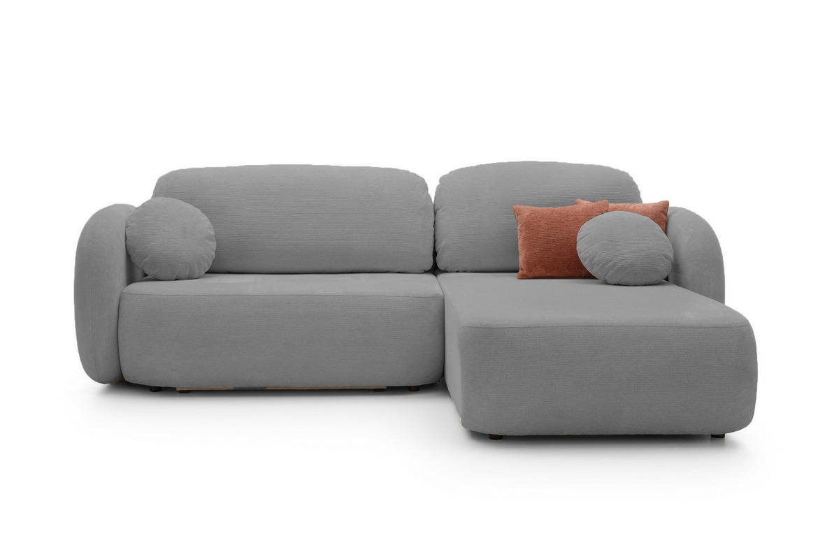 ECKSOFA OLIO L-Form Schlaffunktion mit Bettkasten, lose Rückenkissen, freistehend, RECHTS 248x174 cm Dark grey - Dunkelgrau, Holz/Textil (248/174cm) - DomoHome