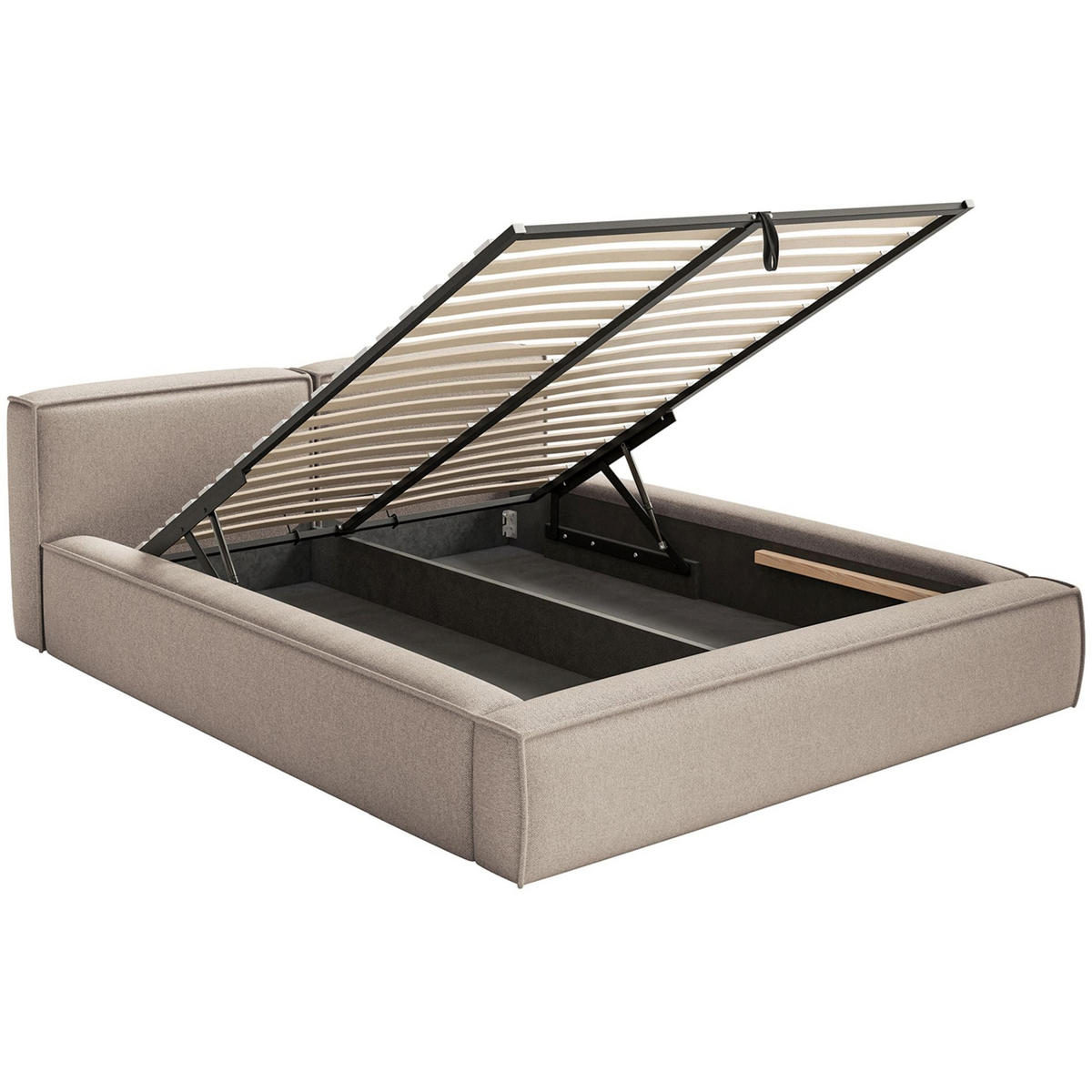 POLSTERBETT Tilves Slim Beige 180x200 cm - Beige/Schwarz, Kunststoff/Textil (180/200cm) - Selsey