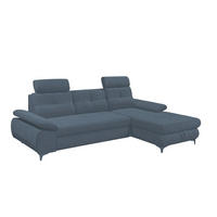 ECKSOFA mit Schlaffunktion und Bettkasten - Schwarz/Dunkelblau, Kunststoff/Textil (177/274cm) - ed exciting design