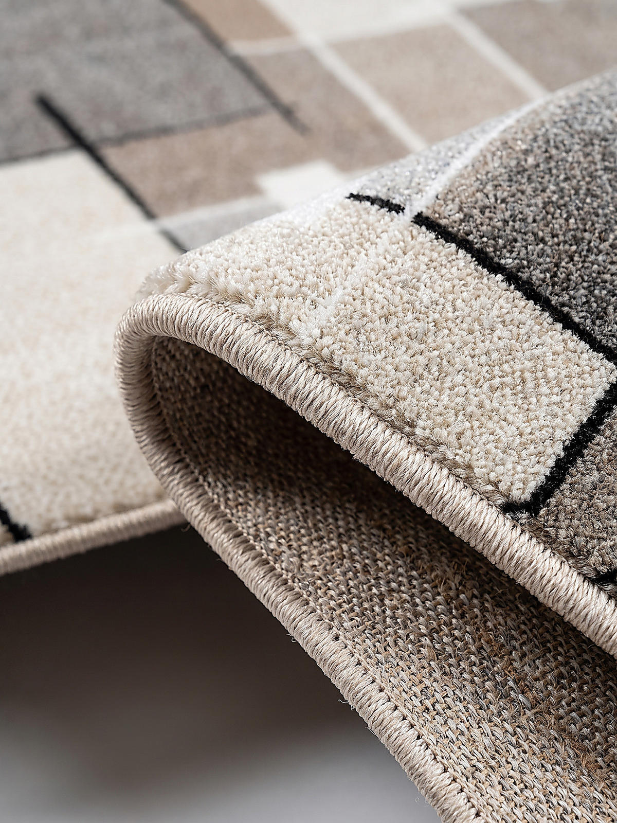 TEPPICH Niederflor Patchwork THUR Polypropylen Grau 80 x 140 cm - Beige, Textil (80/140cm) - KADIMA DESIGN