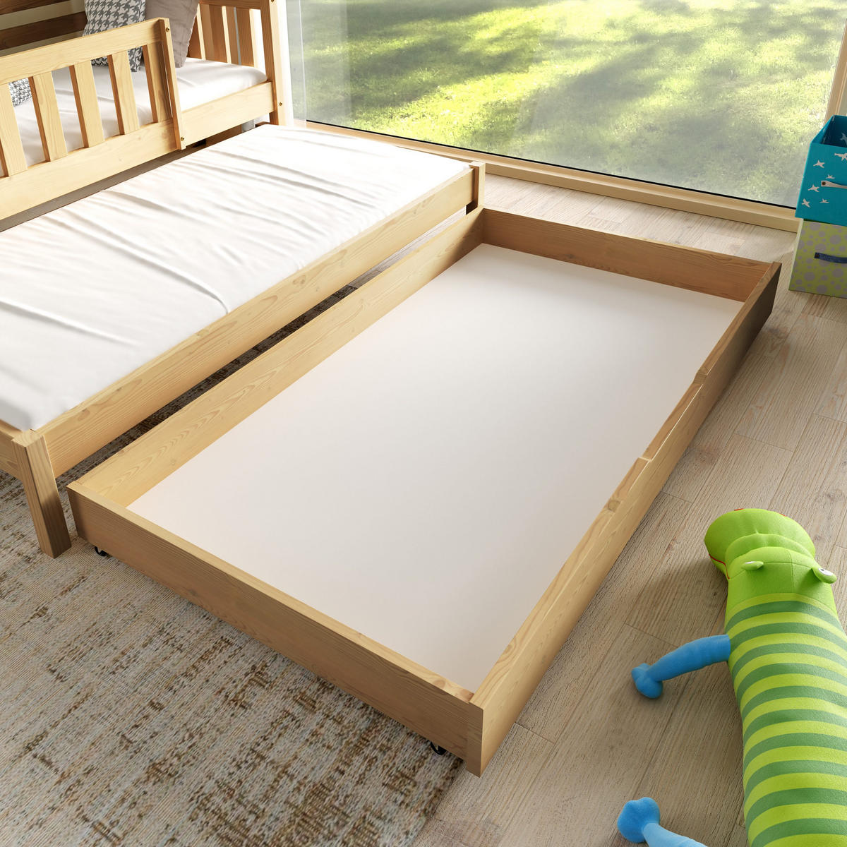 ETAGENBETT STELLA mit Bettkasten 80x160 cm Kieferfarben - Kieferfarben, Holz (80/160cm) - MASSENO