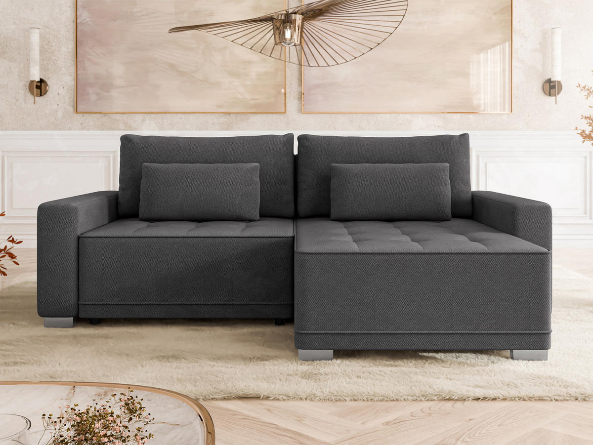 ECKSOFA Zeus - Dunkelgrau, Holz/Holzwerkstoff (238/160cm) - MIRJAN24