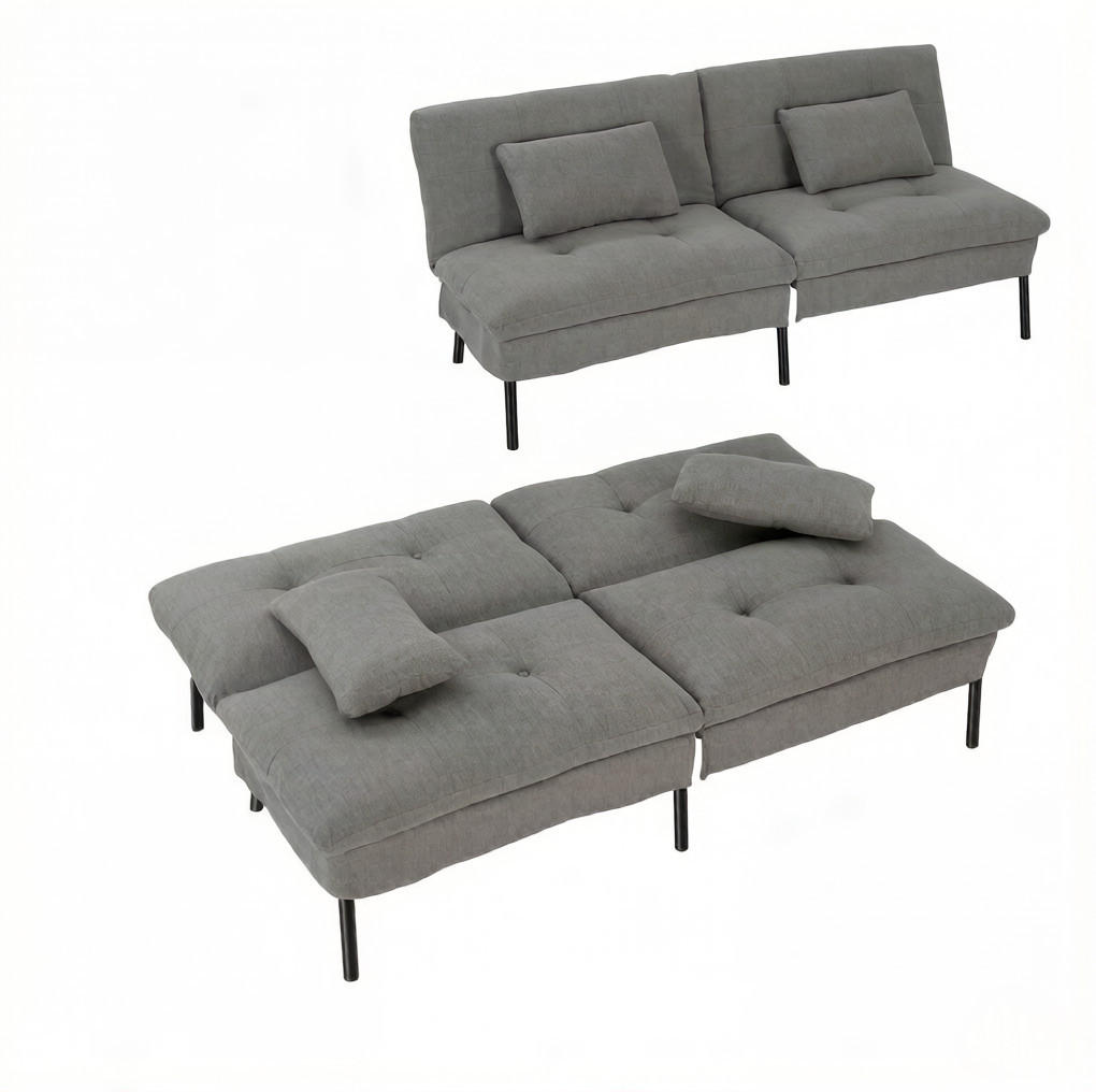 SCHLAFSOFA 2-Sitzer mit verstellbarer Rückenlehne 176 cm Dunkelgrau - Dunkelgrau, Metall (176/84/64cm) - Meubliv
