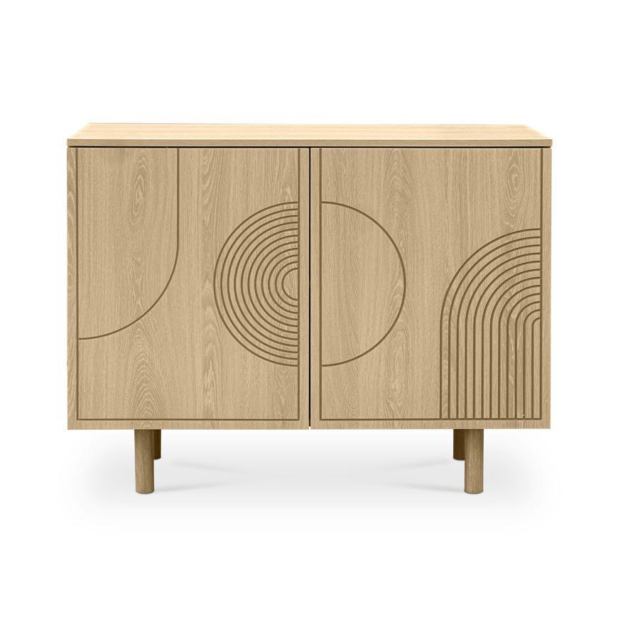 SIDEBOARD 100cm Saskia 2 Türen Eichenholz-Finish Skandinavisches - Beige, Holz/Metall (100/77/40cm) - Sicaan