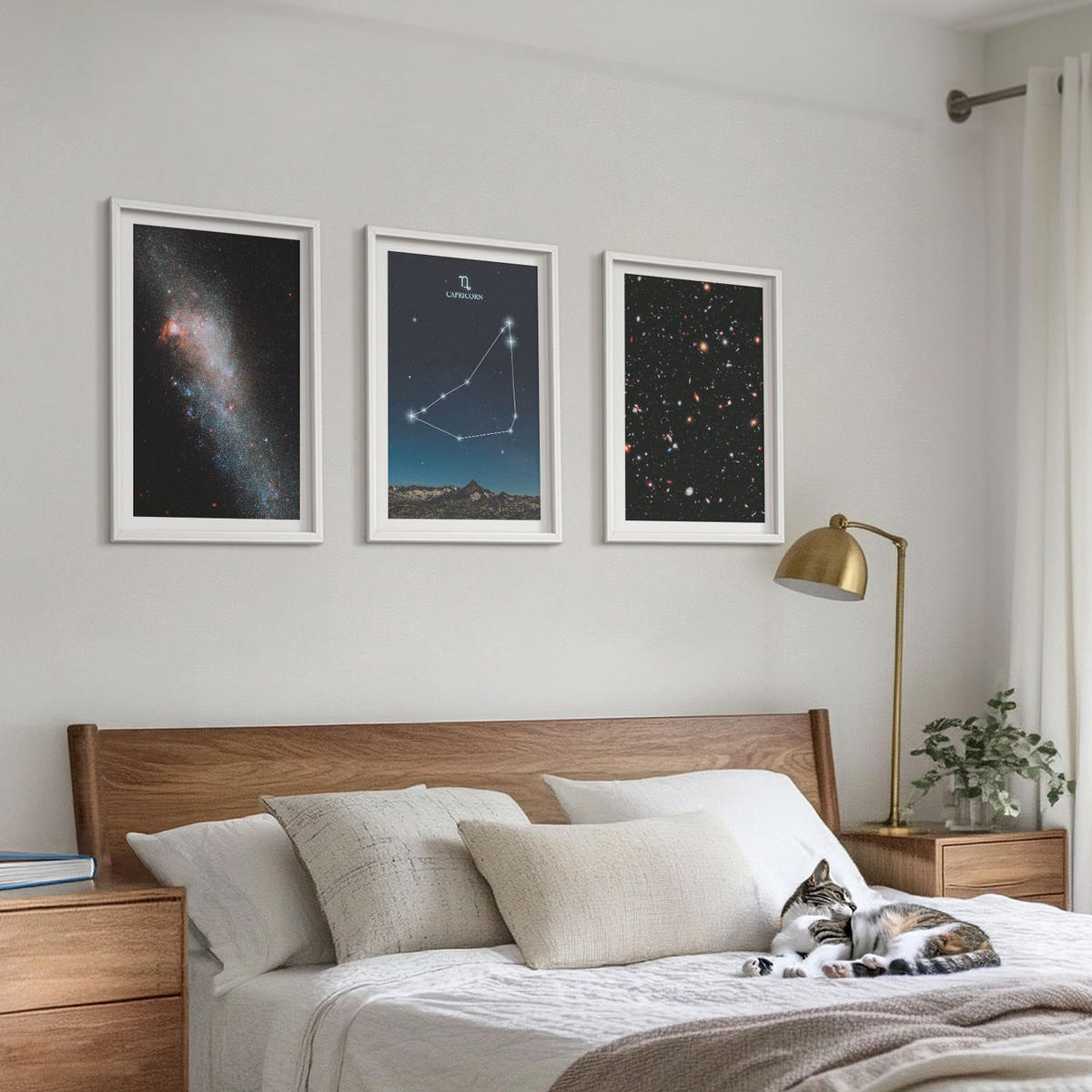 BILDER SET 3er Set - 40x60 cm Weißer Rahmen - Galaxie im Sternbild Steinbock - Weiß, Kunststoff (40/60cm) - TULUP