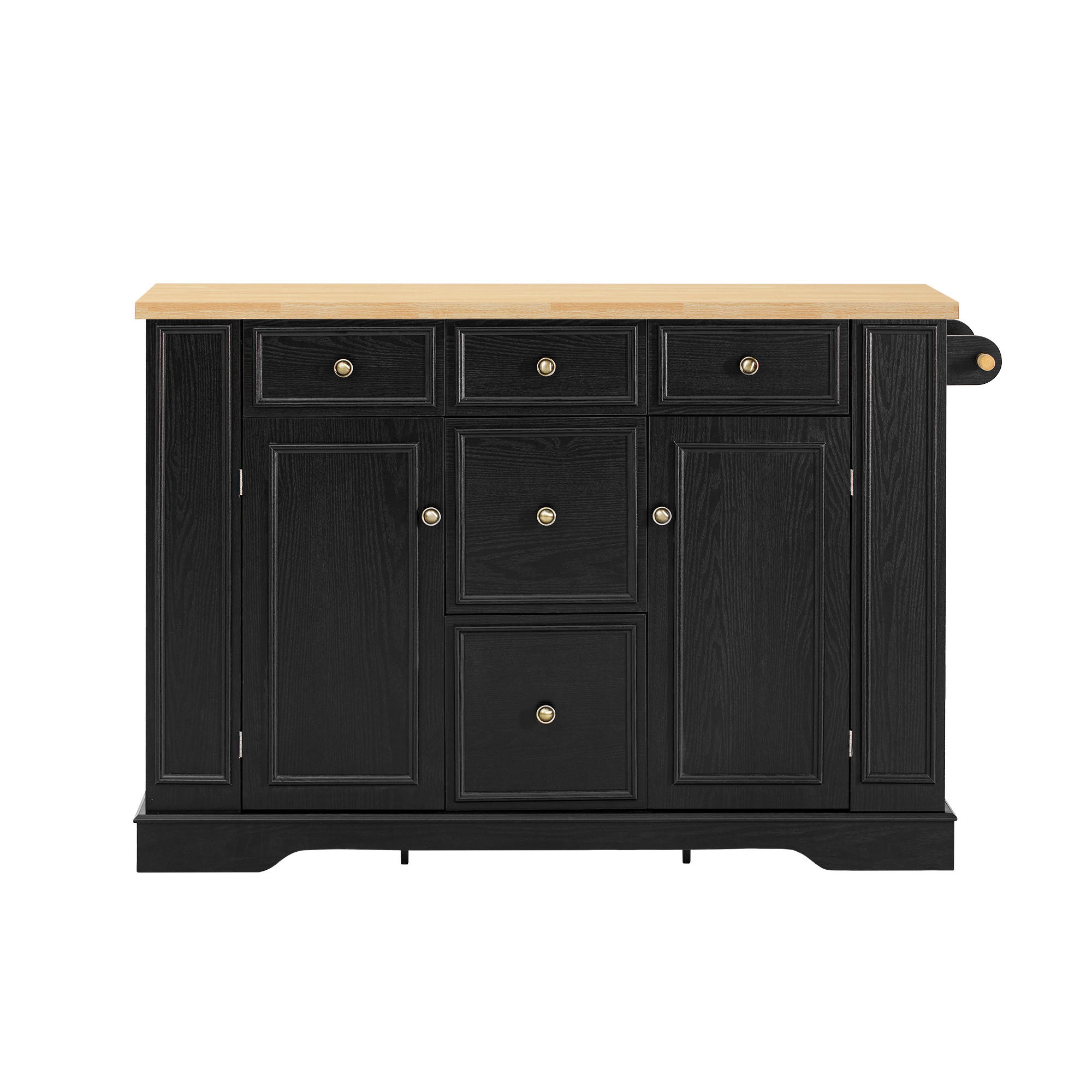 KÜCHENINSEL 130,5/40-65/92 cm schwarz mit klappbarer Arbeitsplatte und Ladestation - Schwarz, Holzwerkstoff (130.5/92/65cm) - OKWISH
